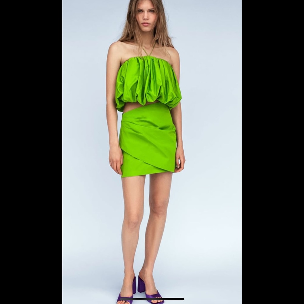 Zara limited edition 2 pieces draped mini skirt and top